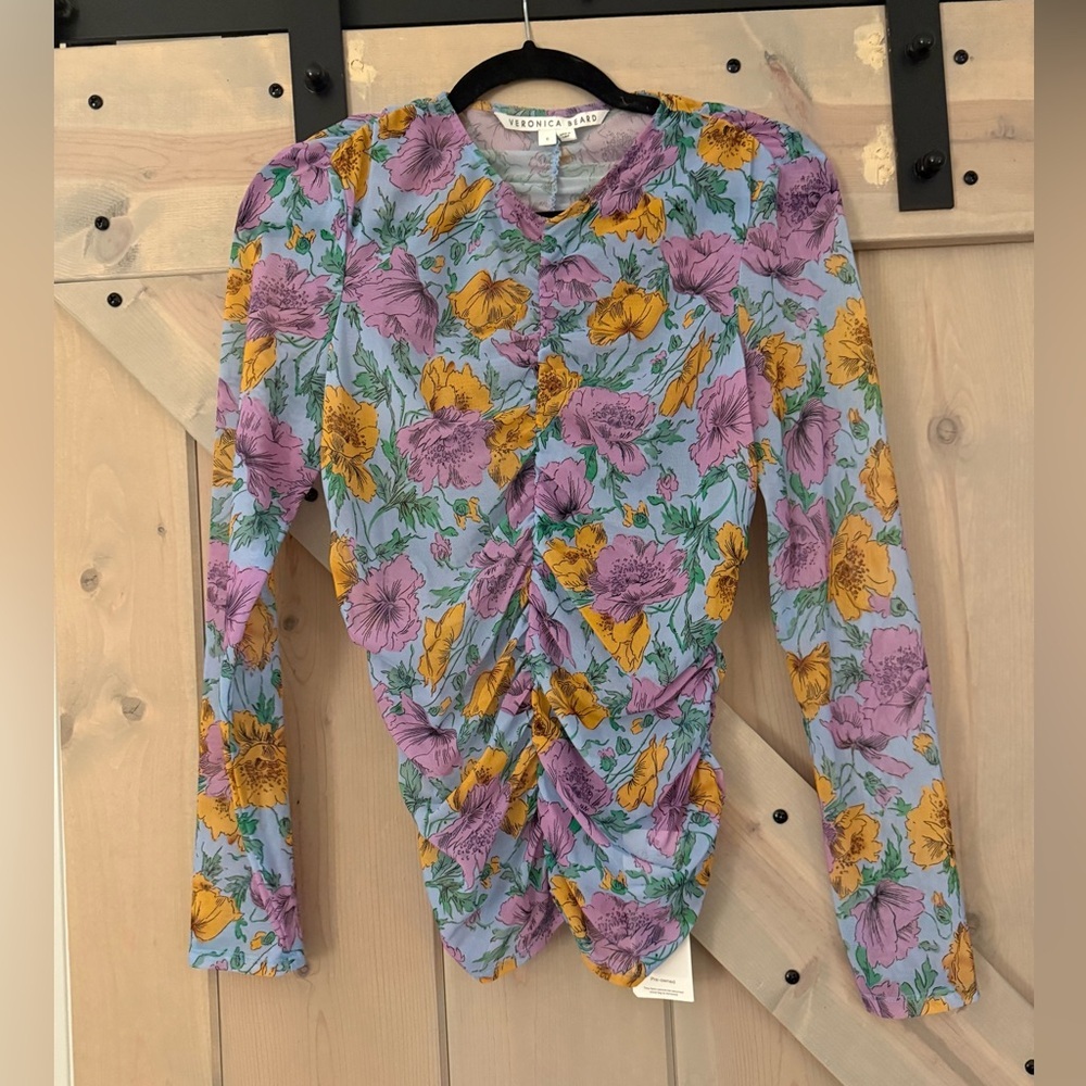 Veronica Beard Myrna Ruched Top - Picture 3 of 5